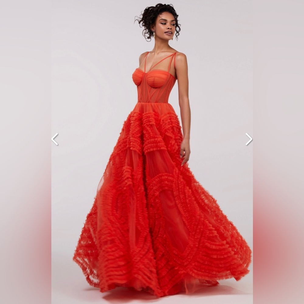 Milla Tangerine Tulle Ornament Maxi Dress - Picture 3 of 6